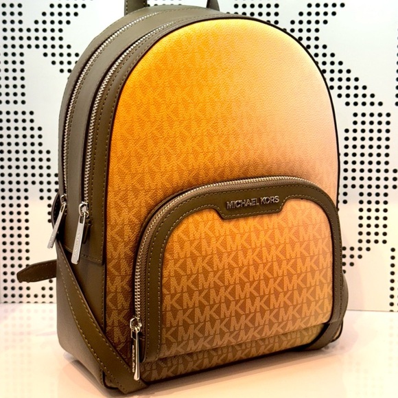 Michael Kors Jaycee Medium Ombré Signature Logo Backpack Olive Combo - Picture 1 of 10